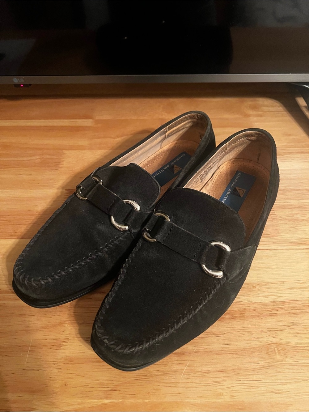 Giorgio Brutini Black Suede Bit Loafers
